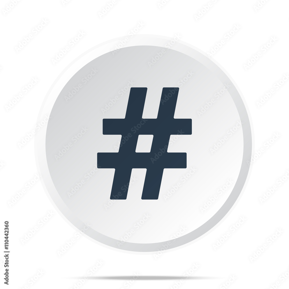 Fototapeta premium Black Hashtag icon on white web button