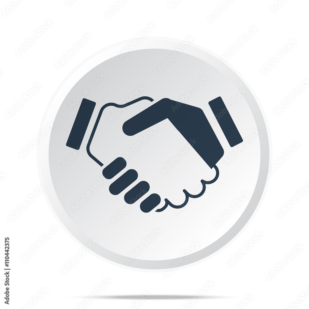 Black Handshake Agreement icon on white web button Black Handshake Agreement icon on white web button