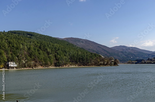 Look toward environment of picturesque dam and Lozen mountain, Pancharevo, Bulgaria 