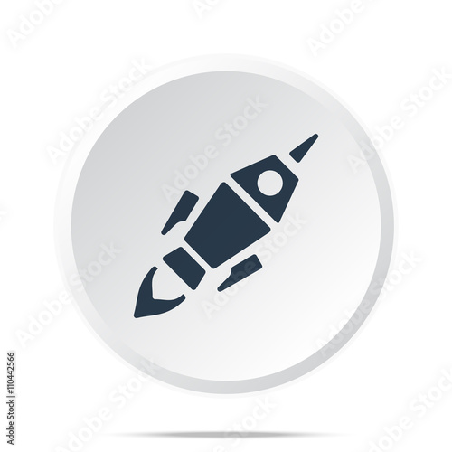 Black Rocket Launch icon on white web button