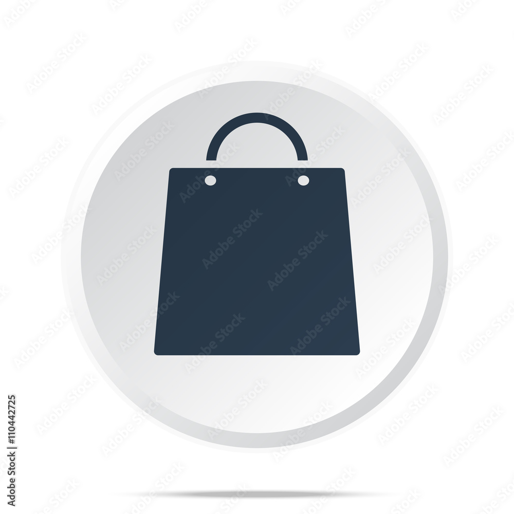 Black Shopping Bag icon on white web button Black Shopping Bag icon on white web button