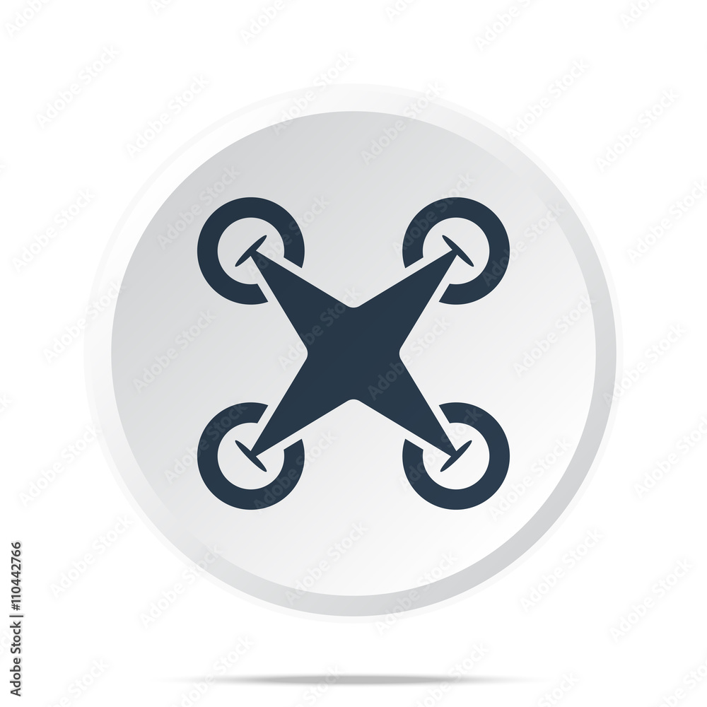 Black Drone Quadcopter icon on white web button Black Drone Quadcopter icon on white web button