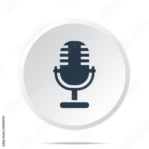 Black Microphone icon on white web button