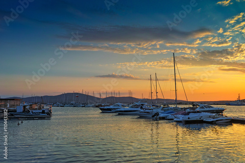 Sunset panorama on port of Sozopol, Burgas Region, Bulgaria