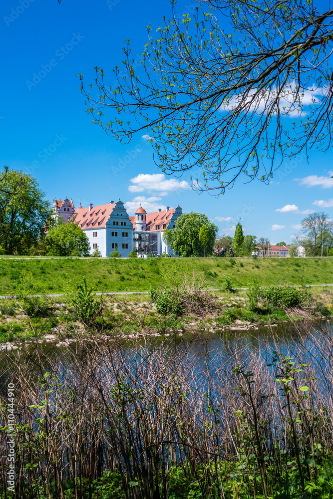 Fototapeta premium Zwickauer Mulde mit Schloss Osterstein