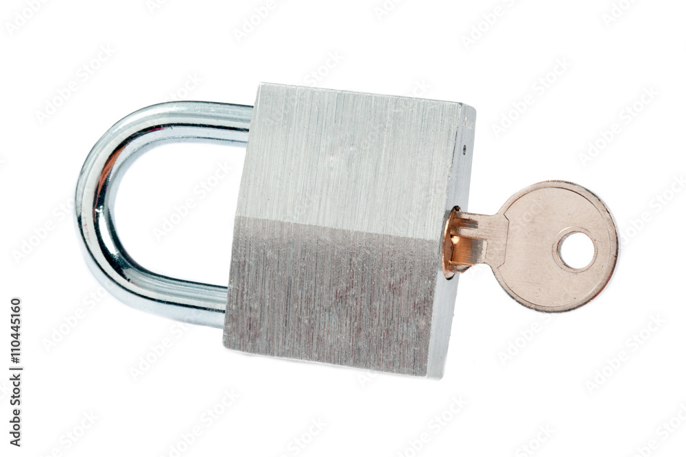 close-up shot of shiny metal padlock and key. close-up shot of shiny metal padlock and key.