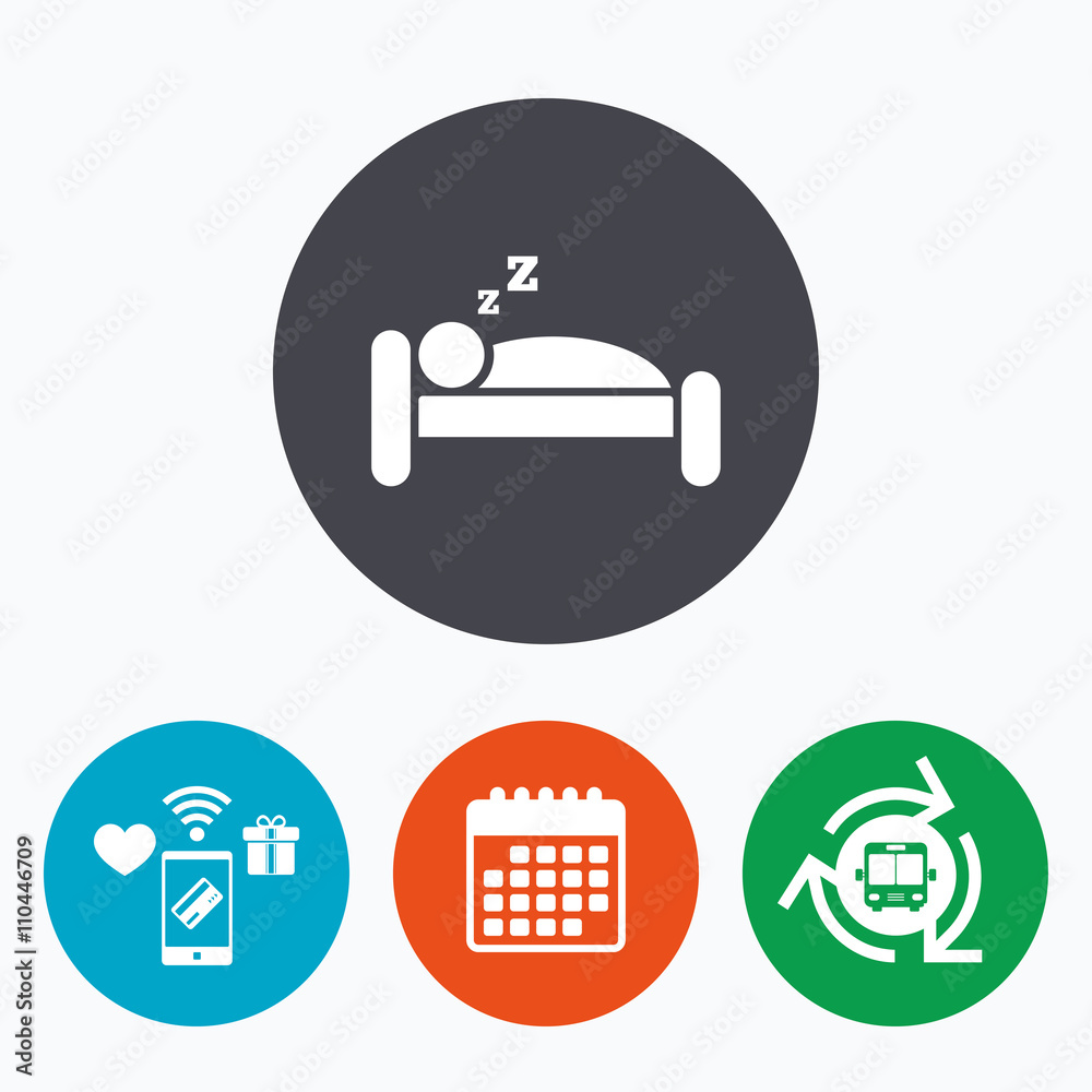 Hotel sign icon. Rest place. Sleeper symbol. Hotel sign icon. Rest place. Sleeper symbol.