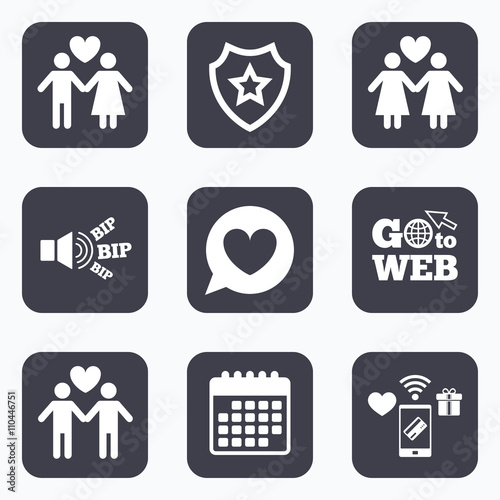 Couple love icon. Lesbian and Gay lovers signs.