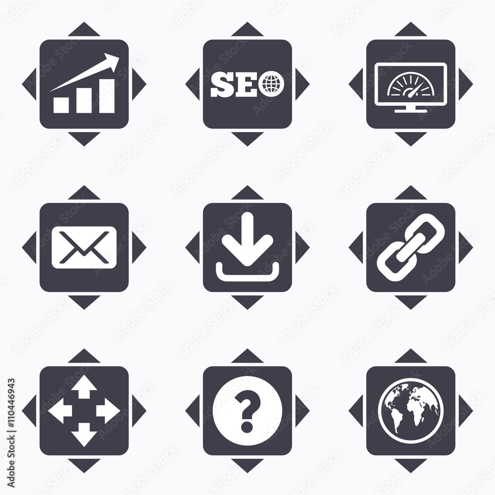 Internet, seo icons. Bandwidth speed sign. Internet, seo icons. Bandwidth speed sign.