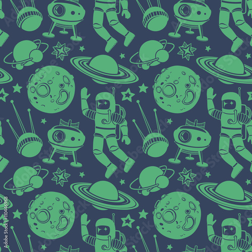 Cartoon Space Moon Pattern