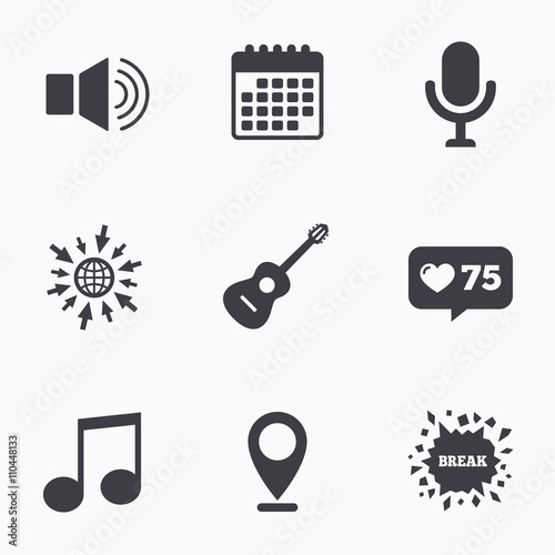 Musical elements icon. Microphone, Sound speaker