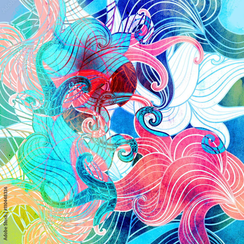 Watercolor background with abstract elements Watercolor background with abstract elements