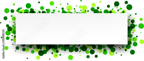 Banner with green confetti.