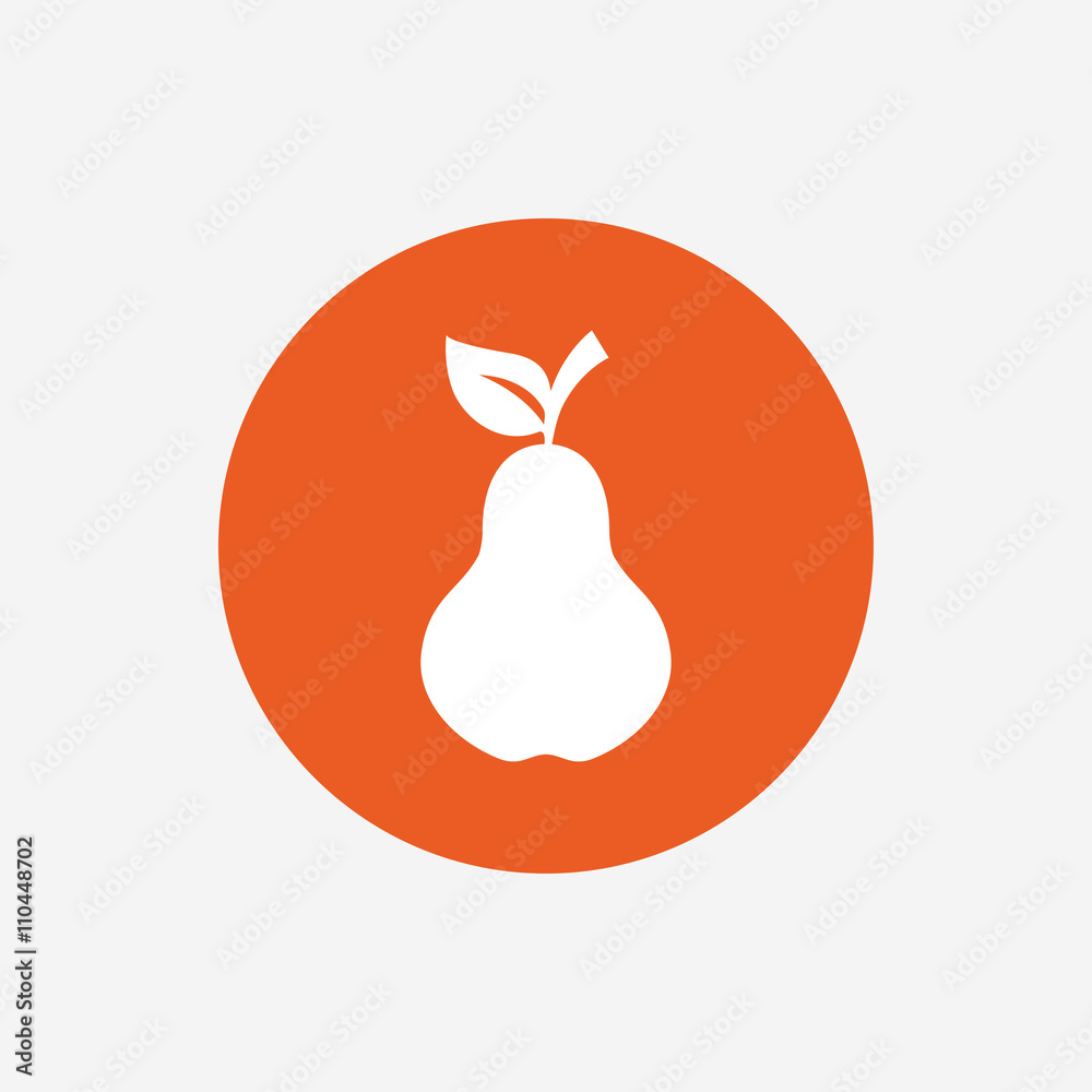 Pear with leaf sign icon. Fruit symbol. Pear with leaf sign icon. Fruit symbol.