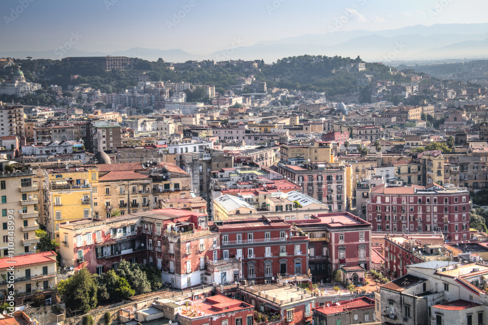 Panoramic view over the city of Naples in Italy
