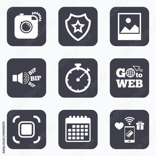 Photo camera icon. Autofocus zone and Landscape.