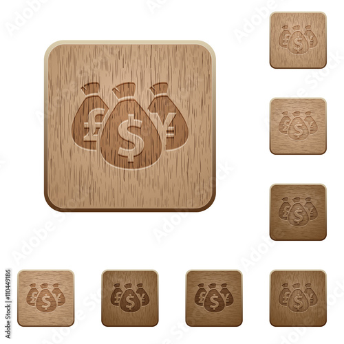 Money bags wooden buttons