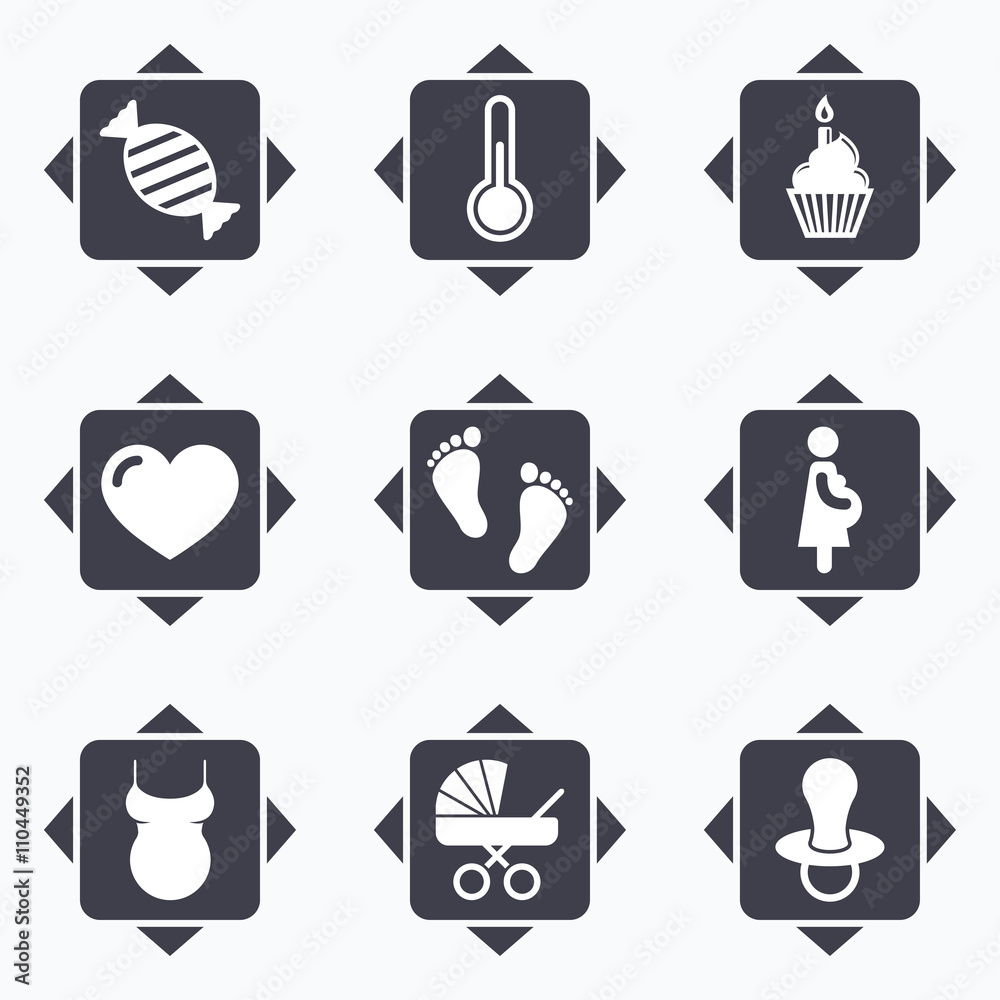 Pregnancy, maternity and baby care icons. Pregnancy, maternity and baby care icons.