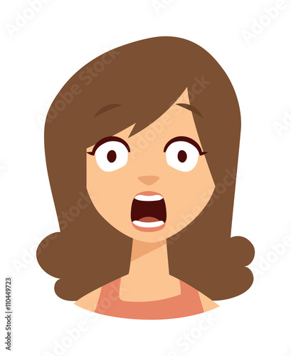 Women scary face vector illustration.