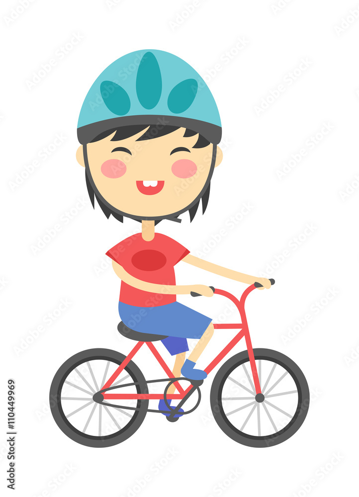 Fototapeta premium Girl on bike vector illustration.