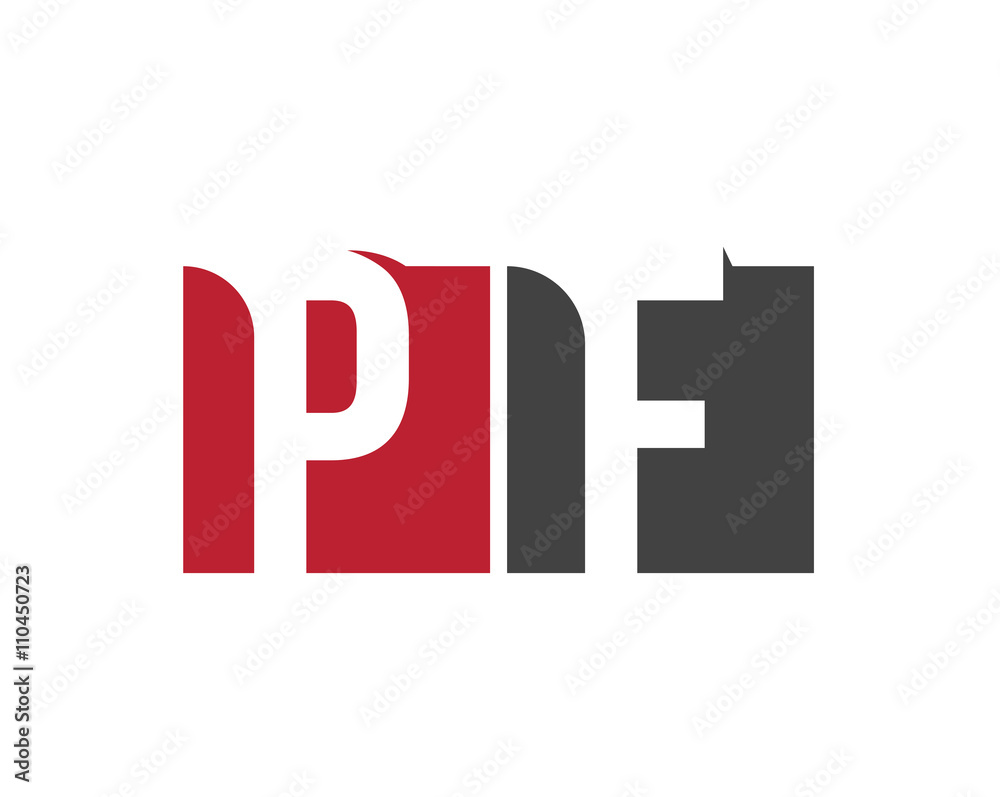 PF red square letter logo for  factory, fashion, firm, foundation, federation