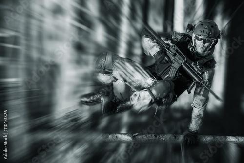 Картината върху платно Army Soldier in Action