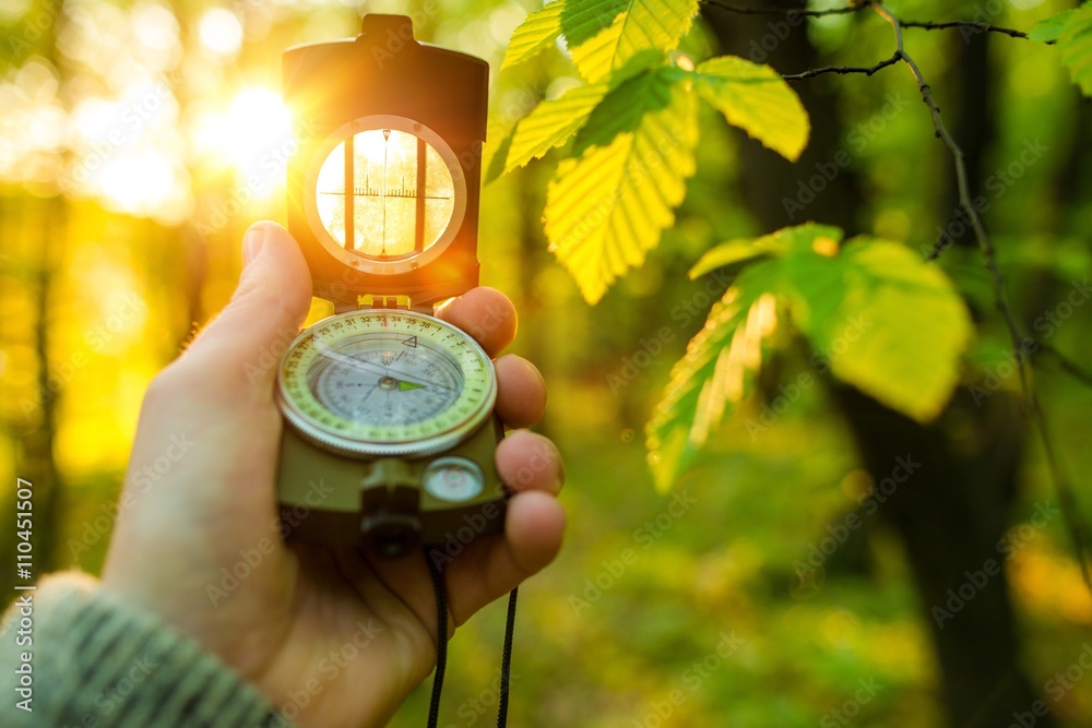 Naklejka premium Hiking Adventure with Compass
