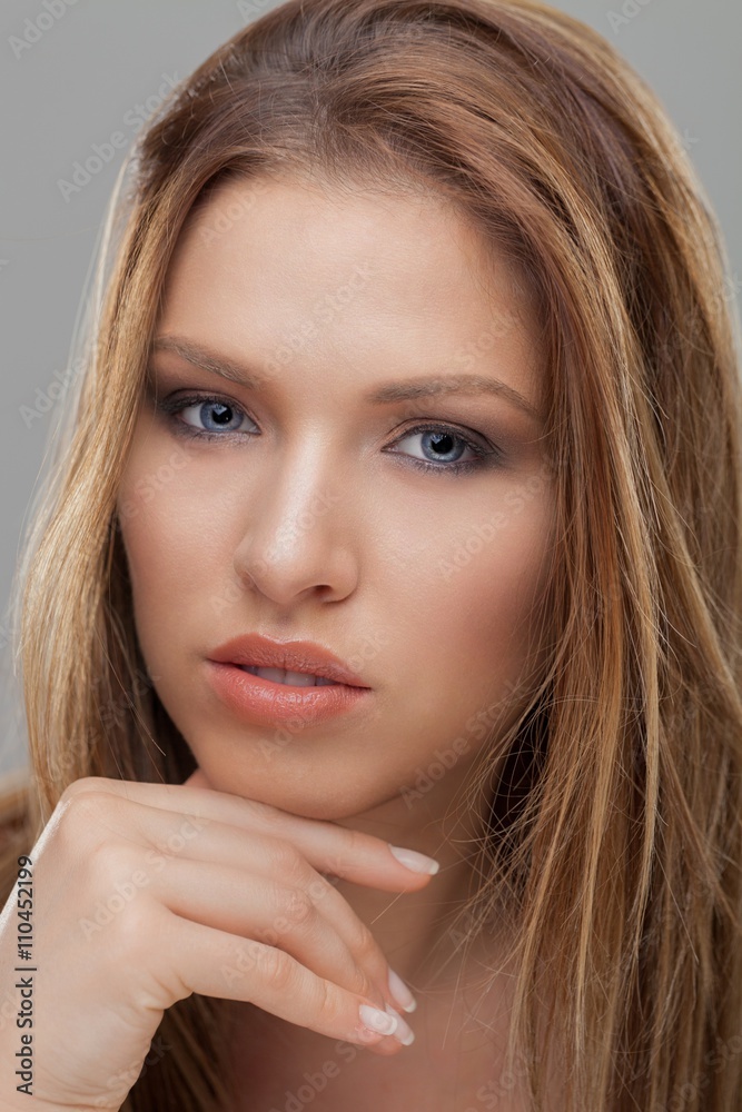 Portrait of a fresh and lovely woman with blue eyes Portrait of a fresh and lovely woman with blue eyes