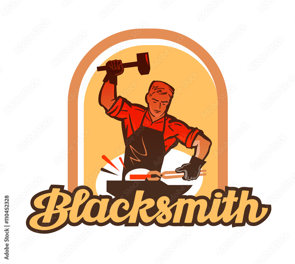 blacksmith worker with sledgehammer striking at anvil blacksmith worker with sledgehammer striking at anvil