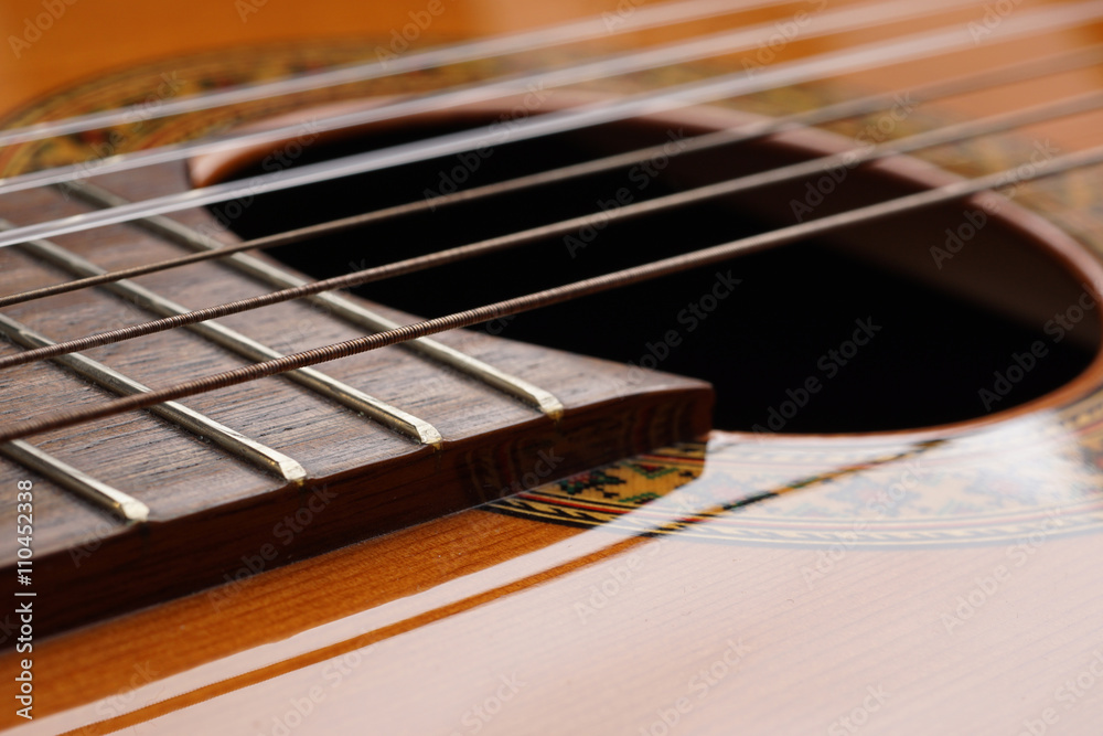 Fototapeta premium Detail of acoustic Classic Wood Guitar
