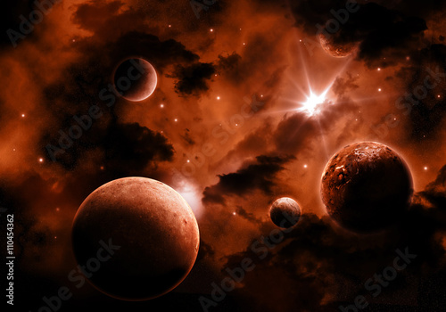 Fototapeta Naklejka Na Ścianę i Meble -  Fiery Space sky background