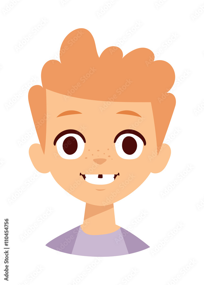 Boy smile face vector illustration.