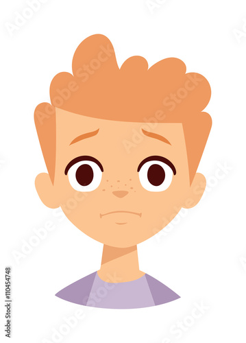 Sadness boy vector illustration.