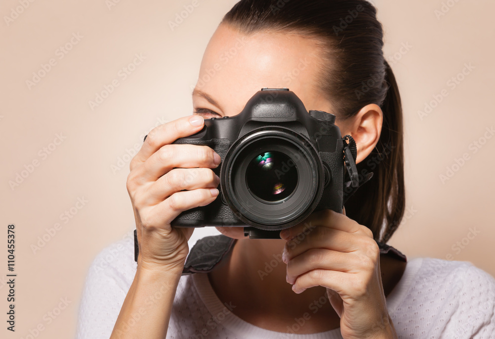 Professional photographer with dslr camera Professional photographer with dslr camera