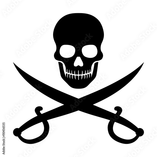 Pirate / piracy with skull and crossed swords flat icon for apps and websites
