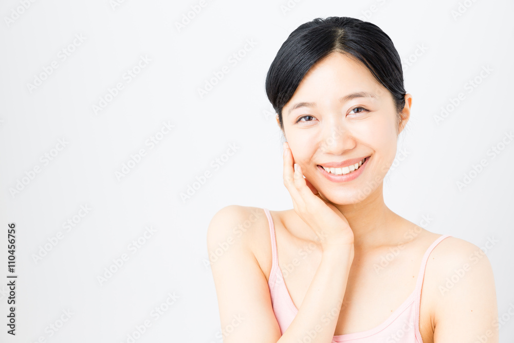 attractive asian woman skincare image on white background attractive asian woman skincare image on white background
