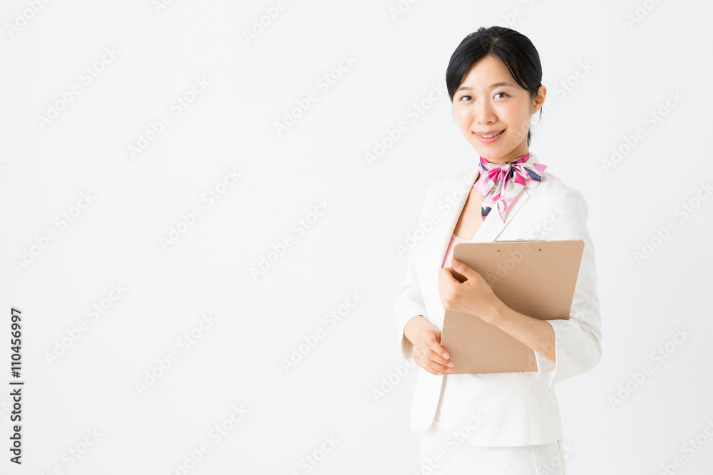 portrait of asian businesswoman isolated on white background