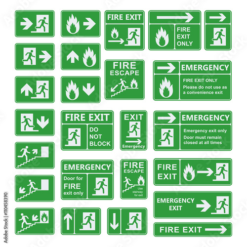 Exit sign vector set.