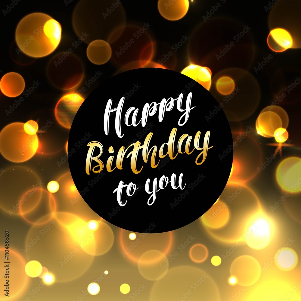 Happy Birthday background with bokeh defocused lights. Birthday template  for banner, poster, flyer. Vector illustration. Stock Vector | Adobe Stock