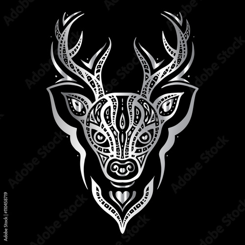 Deer head. Polynesian tattoo style © katyau