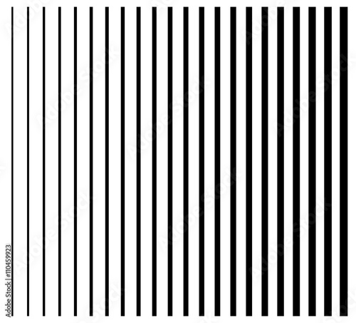 Lines from thin to thick. Set of 22 straight, parallel vertical