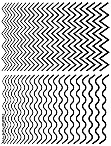 Irregular lines. Set of distorted lines from thin to thick.