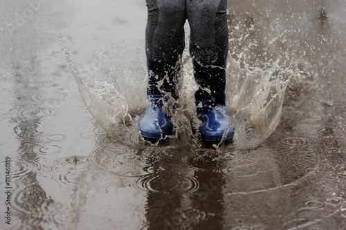 Woman having fun in the rain.