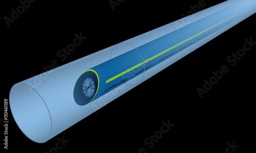 futuristic transportation system (train running through the tube) image illustration