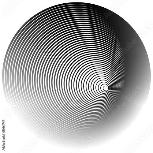Concentric radial, radiating circles - Abstract monochrome geome