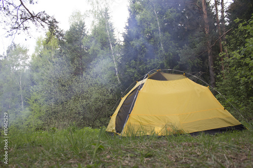 Camping in the Woods. Camping in forest. Сampsite.