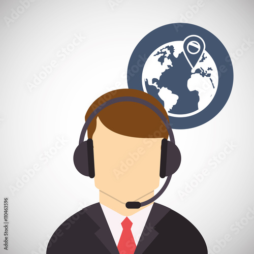 Call center design. Customer service icon. Flat illustration