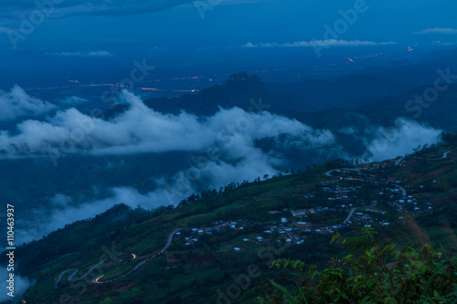 The mist at the mountain in night time