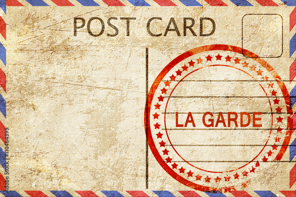 Fototapeta premium la garde, vintage postcard with a rough rubber stamp