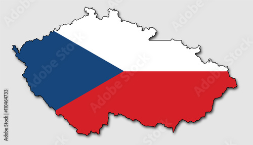 Map of Czech Republic  Filled with the National Flag 